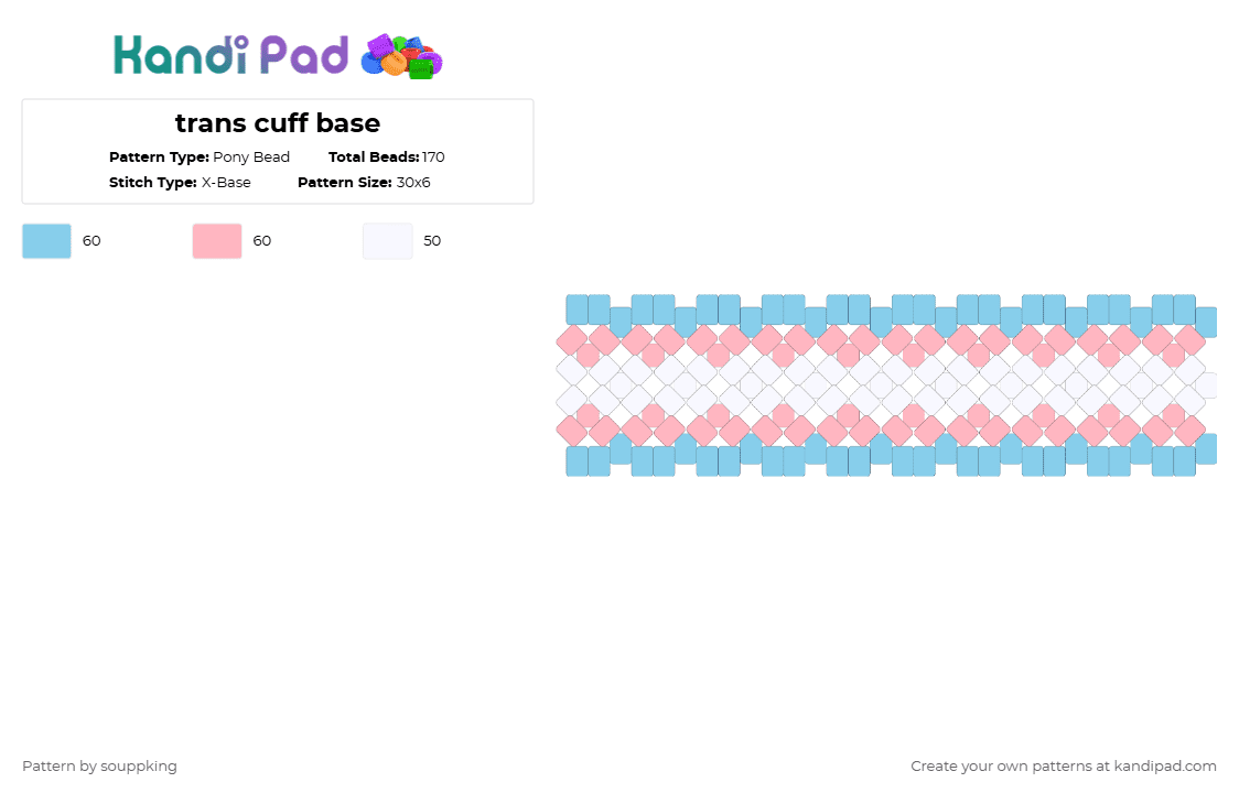 trans cuff base - Pony Bead Pattern by souppking on Kandi Pad - light blue,pink