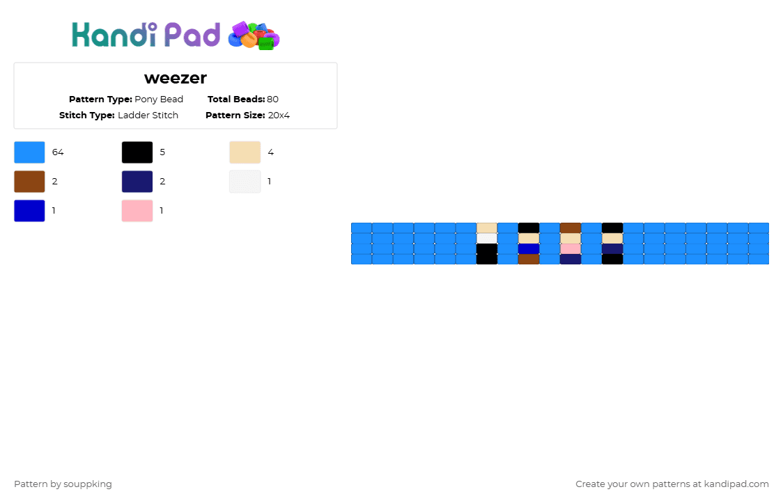 weezer - Pony Bead Pattern by souppking on Kandi Pad - light blue