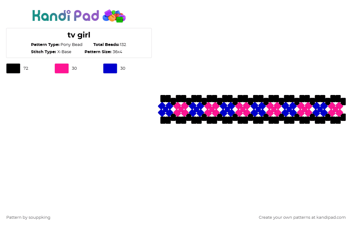tv girl - Pony Bead Pattern by souppking on Kandi Pad - pink,purple