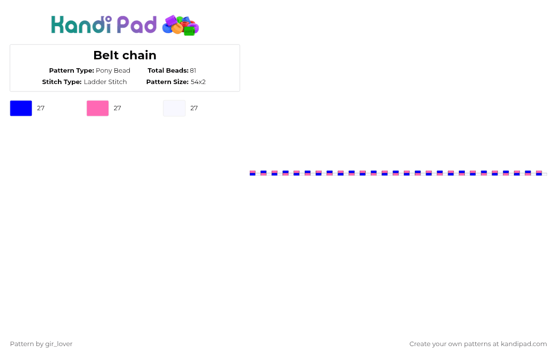 Belt chain - Pony Bead Pattern by gir_lover on Kandi Pad - purple,pink,tvgirl,belt