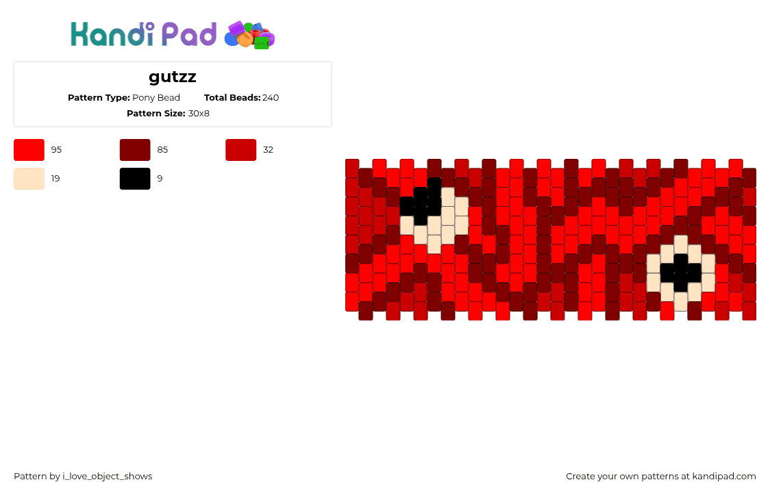 gutzz - Pony Bead Pattern by i_love_object_shows on Kandi Pad - brown, red
