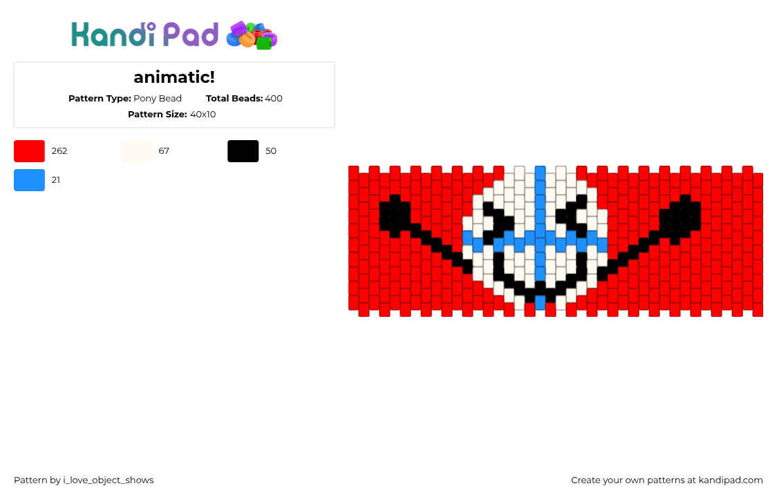 animatic! - Pony Bead Pattern by i_love_object_shows on Kandi Pad - red
