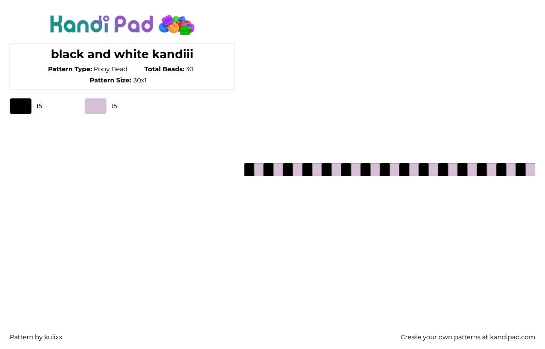 black and white kandiii - Pony Bead Pattern by rokkuxsoda on Kandi Pad - black,pink