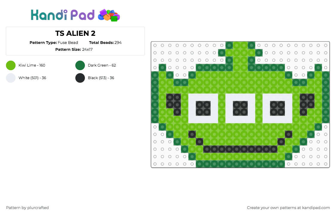 TS ALIEN 2 - Fuse Bead Pattern by plurcrafted on Kandi Pad - alien,toy story,head,toy,character,disney,animation,movie,pixar,scifi,cartoon,green