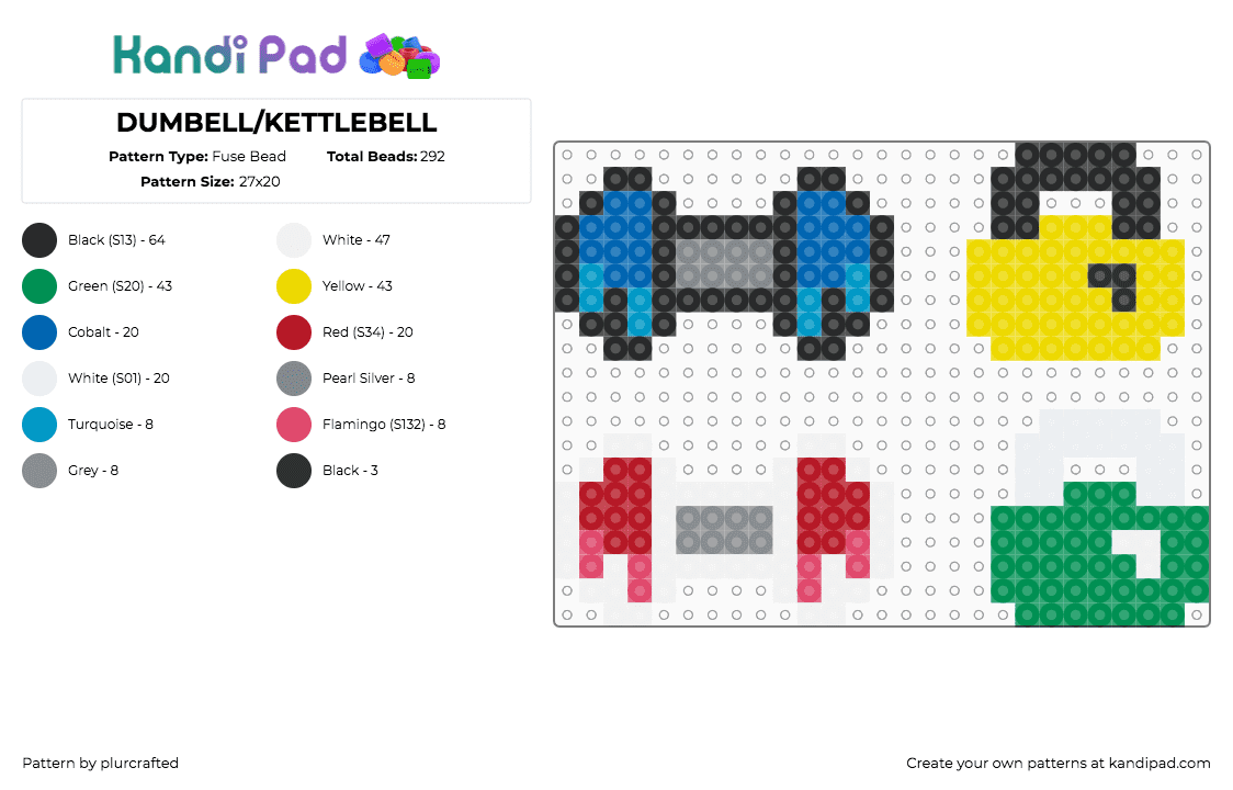 DUMBELL/KETTLEBELL Fuse Bead Pattern - Kandi Pad | Kandi Patterns, Fuse ...