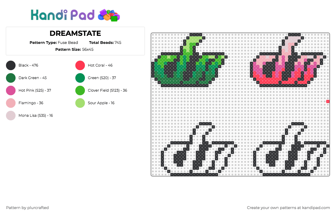 DREAMSTATE - Fuse Bead Pattern by plurcrafted on Kandi Pad - black, green
