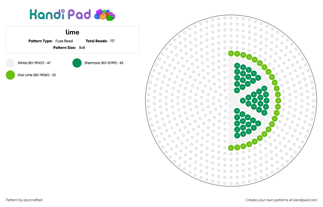 lime - Fuse Bead Pattern by plurcrafted on Kandi Pad - green, white
