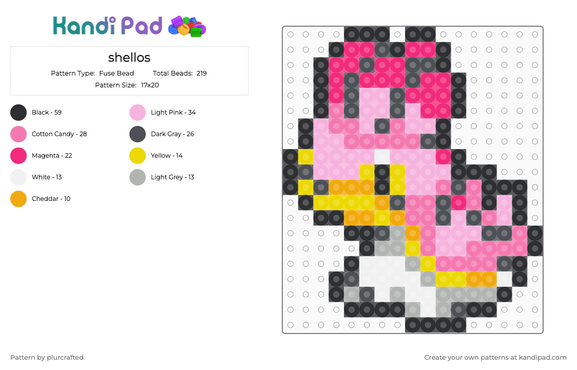 shellos - Fuse Bead Pattern by plurcrafted on Kandi Pad - pink