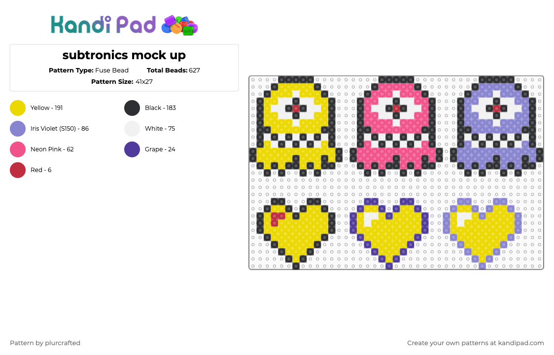 Subtronics mock up Fuse Bead Pattern - Kandi Pad | Kandi Patterns, Fuse ...