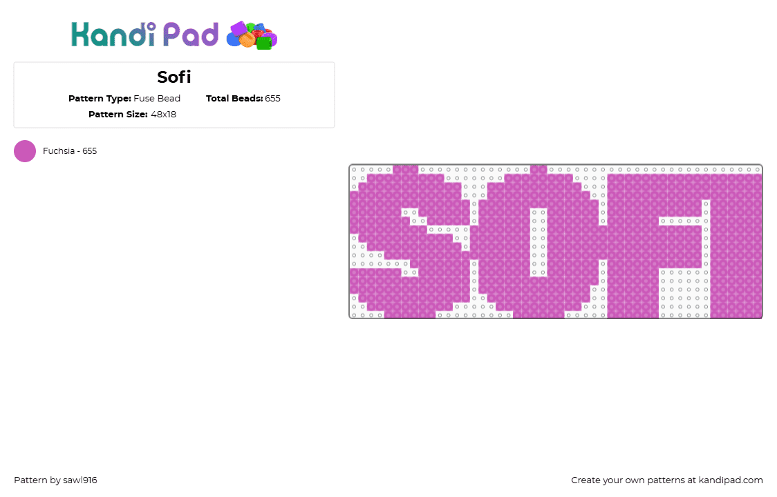 Sofi - Fuse Bead Pattern by sawl916 on Kandi Pad - pink