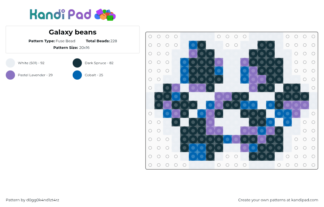 Galaxy beans - Fuse Bead Pattern by d0gg0k4nd1zt4rz on Kandi Pad - blue,white