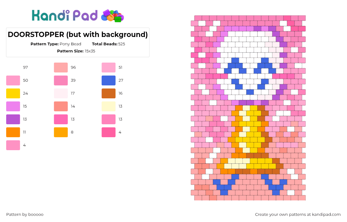 DOORSTOPPER (but with background) - Pony Bead Pattern by booooo on Kandi Pad - beige, pink