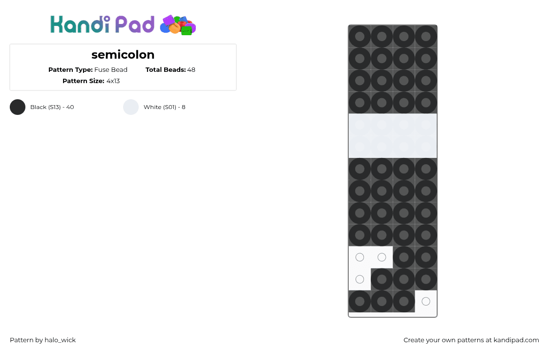 semicolon - Fuse Bead Pattern by halo_wick on Kandi Pad - black,mental healt,awareness,semicolon