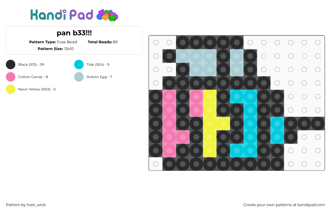 pan b33!!! - Fuse Bead Pattern by halo_wick on Kandi Pad - black,light blue,lgbtqia,animal,bee