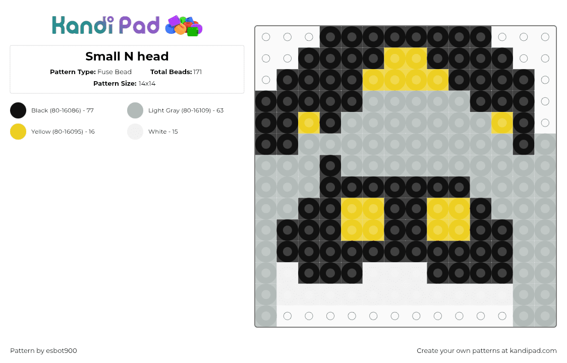 Small N head - Fuse Bead Pattern by esbot900 on Kandi Pad - beige