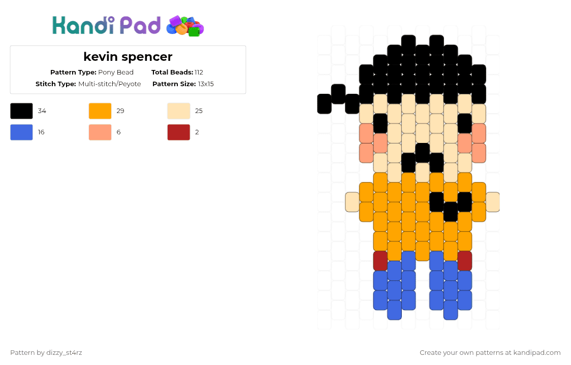kevin spencer - Pony Bead Pattern by dizzy_st4rz on Kandi Pad - beige,orange