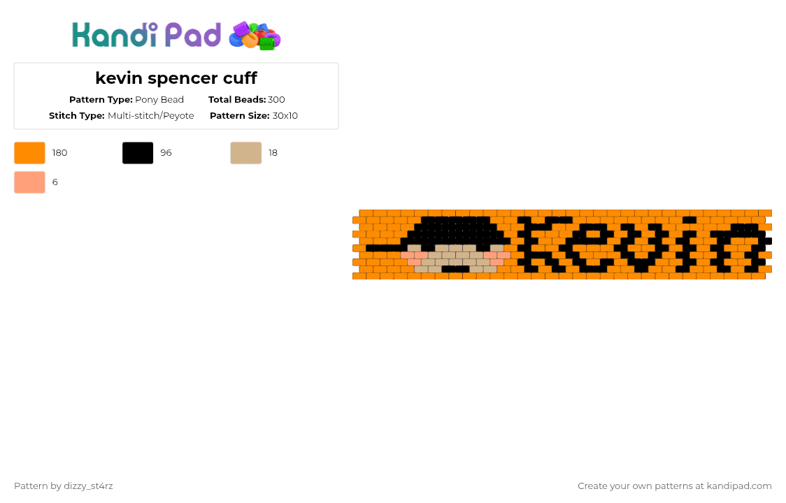 kevin spencer cuff - Pony Bead Pattern by dizzy_st4rz on Kandi Pad - orange