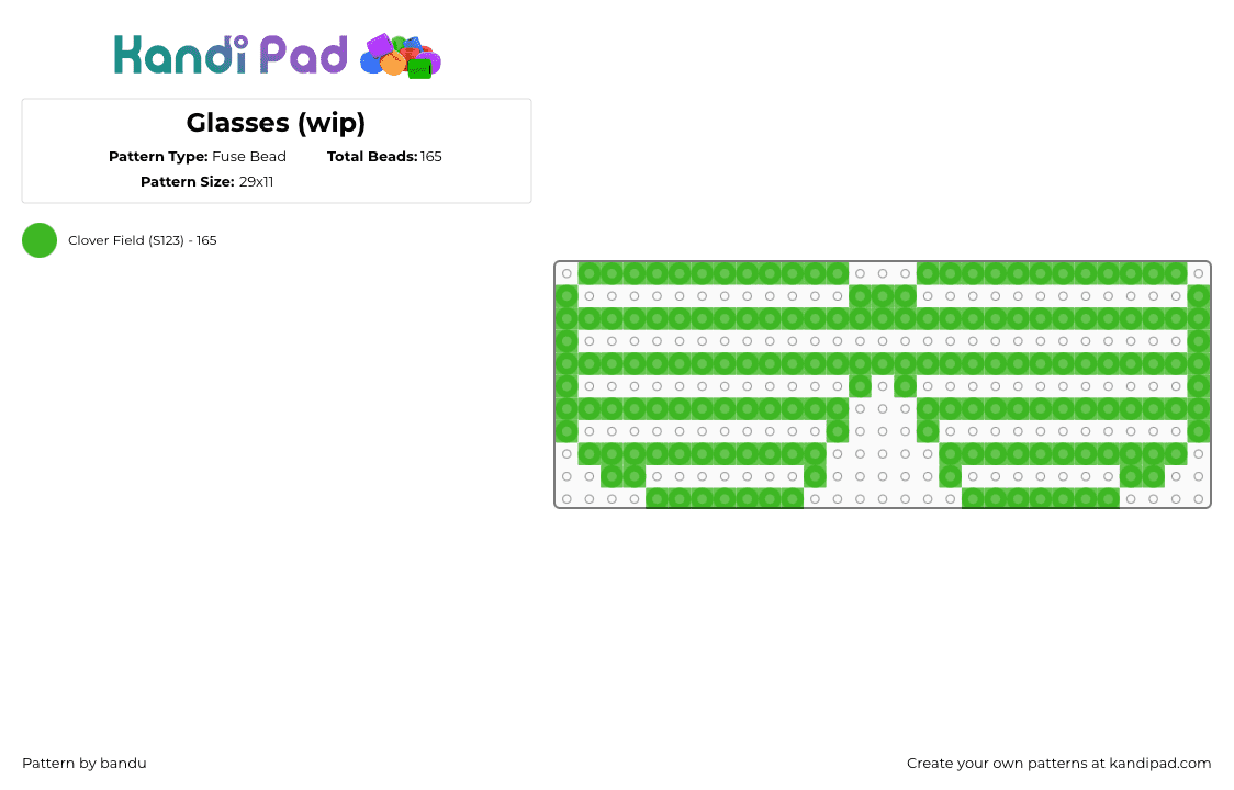 Glasses (wip) - Fuse Bead Pattern by bandu on Kandi Pad - green