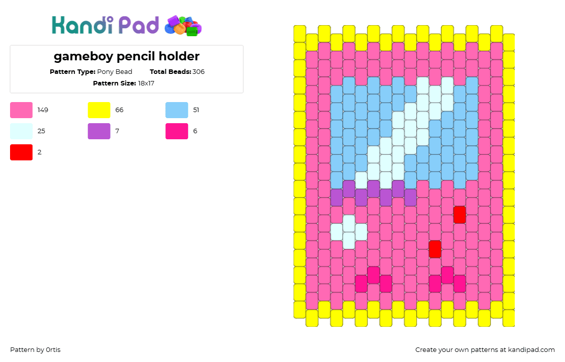 gameboy pencil holder - Pony Bead Pattern by 0rtis on Kandi Pad - pink