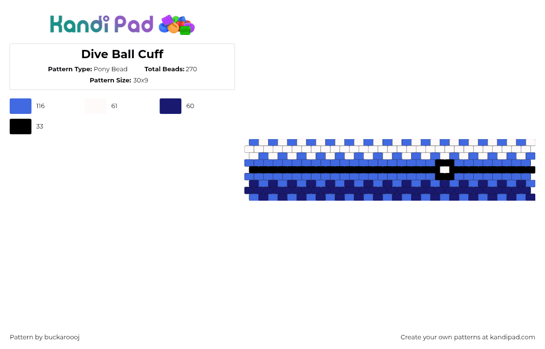 Dive Ball Cuff - Pony Bead Pattern by buckaroooj on Kandi Pad - purple,blue,cuff,pokemon,pokeball,gaming,nintendo