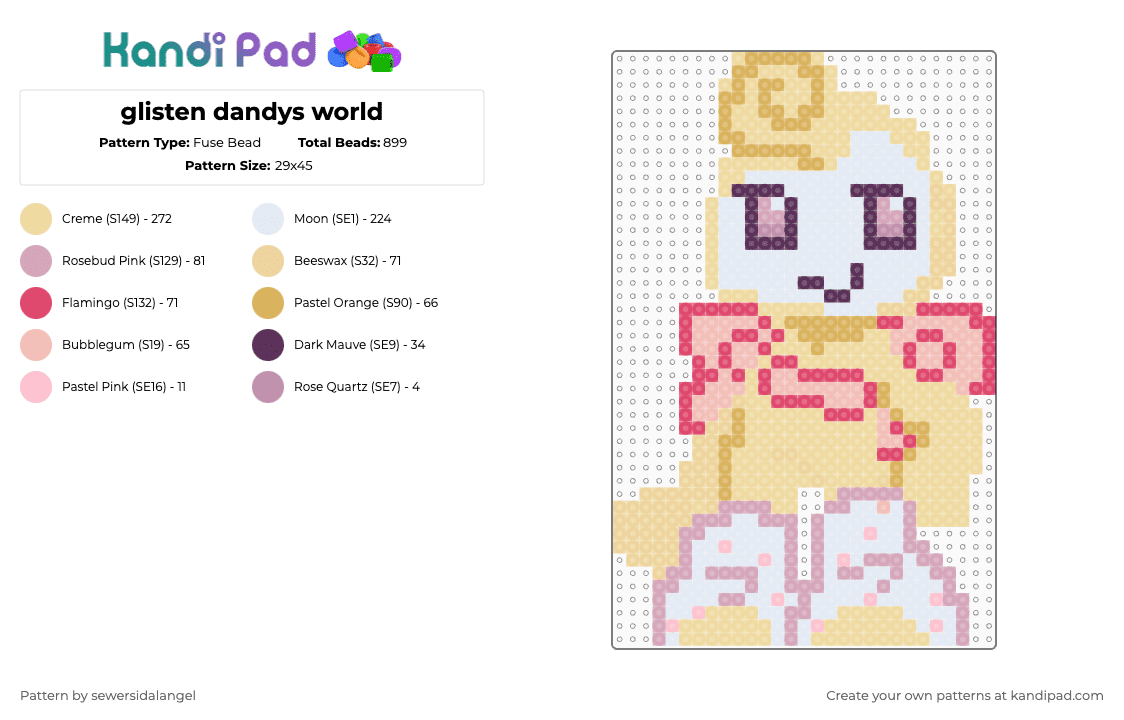 glisten dandys world - Fuse Bead Pattern by sewersidalangel on Kandi Pad - beige,glisten dandys world,glisten,dandysworld