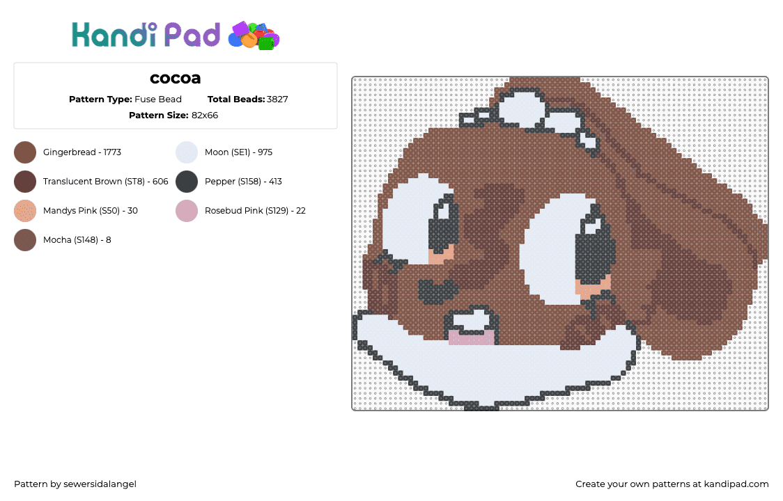 cocoa - Fuse Bead Pattern by sewersidalangel on Kandi Pad - tan,brown,dandys world,dw,dandysworld,easter,chocolate,easter toons