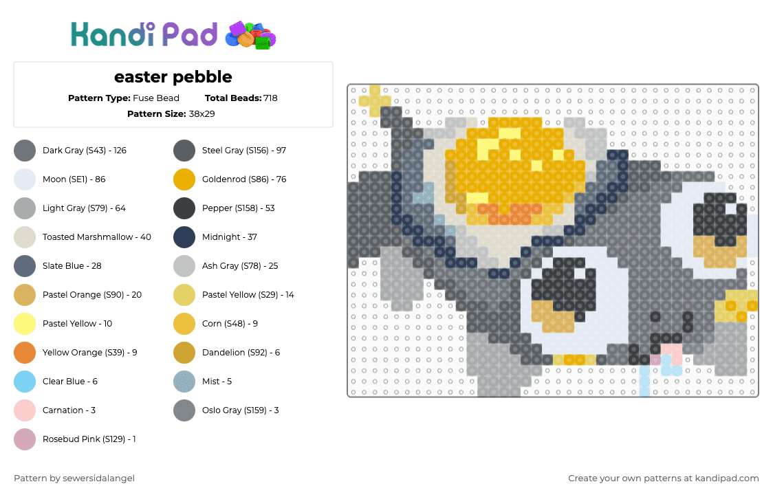 easter pebble - Fuse Bead Pattern by sewersidalangel on Kandi Pad - gray,orange,pebble,dandys world pebble,twisted pebble,dandys world,dandysworld,pebble egg skin,pebble skins