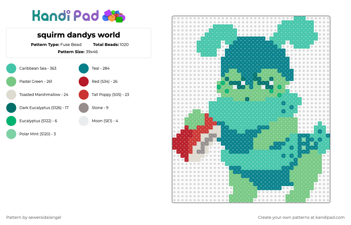 squirm dandys world - Fuse Bead Pattern by sewersidalangel on Kandi Pad - teal,squirm dandys world,squirmdandysworld,squirm,twisted squirm,squirm dandysworld,dandys world,dandys world new toon