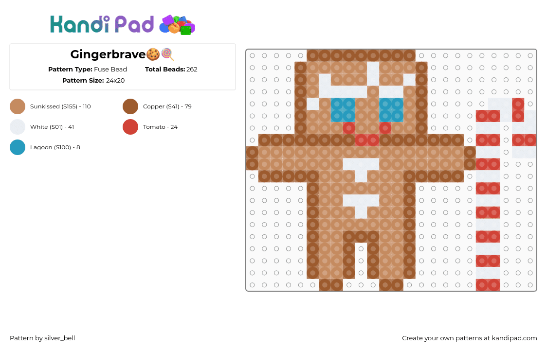 Gingerbrave🍪🍭 - Fuse Bead Pattern by silver_bell on Kandi Pad - tan,cookie run