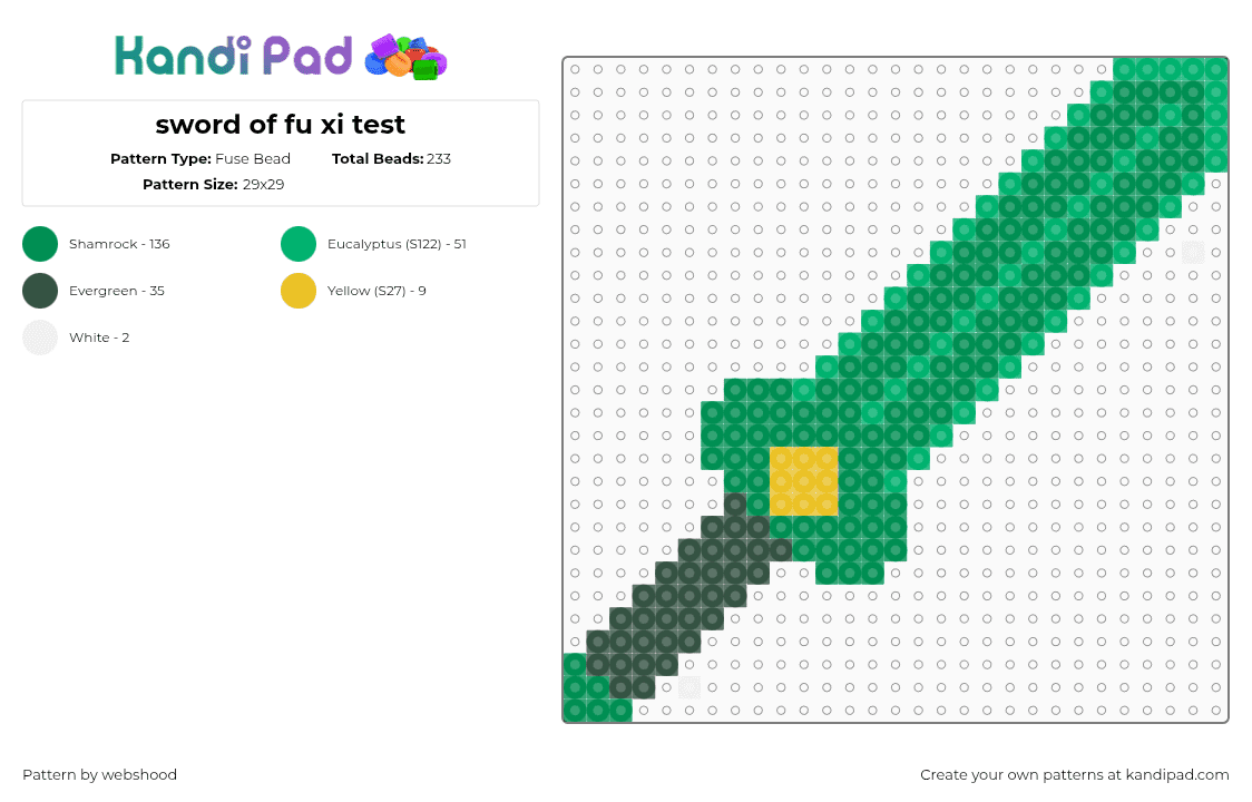 sword of fu xi test - Fuse Bead Pattern by webshood on Kandi Pad - green