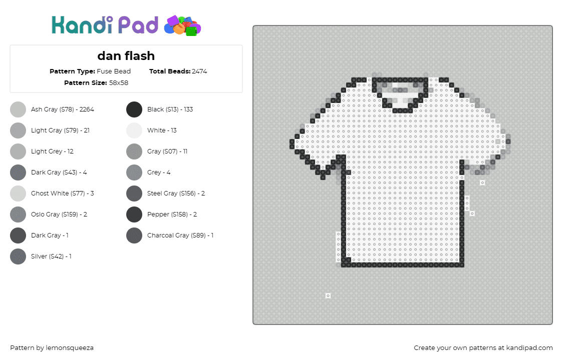 dan flash - Fuse Bead Pattern by lemonsqueeza on Kandi Pad - t-shirt,clothes,clothing,white,fashion,simplicity,classic,crisp,clean,apparel