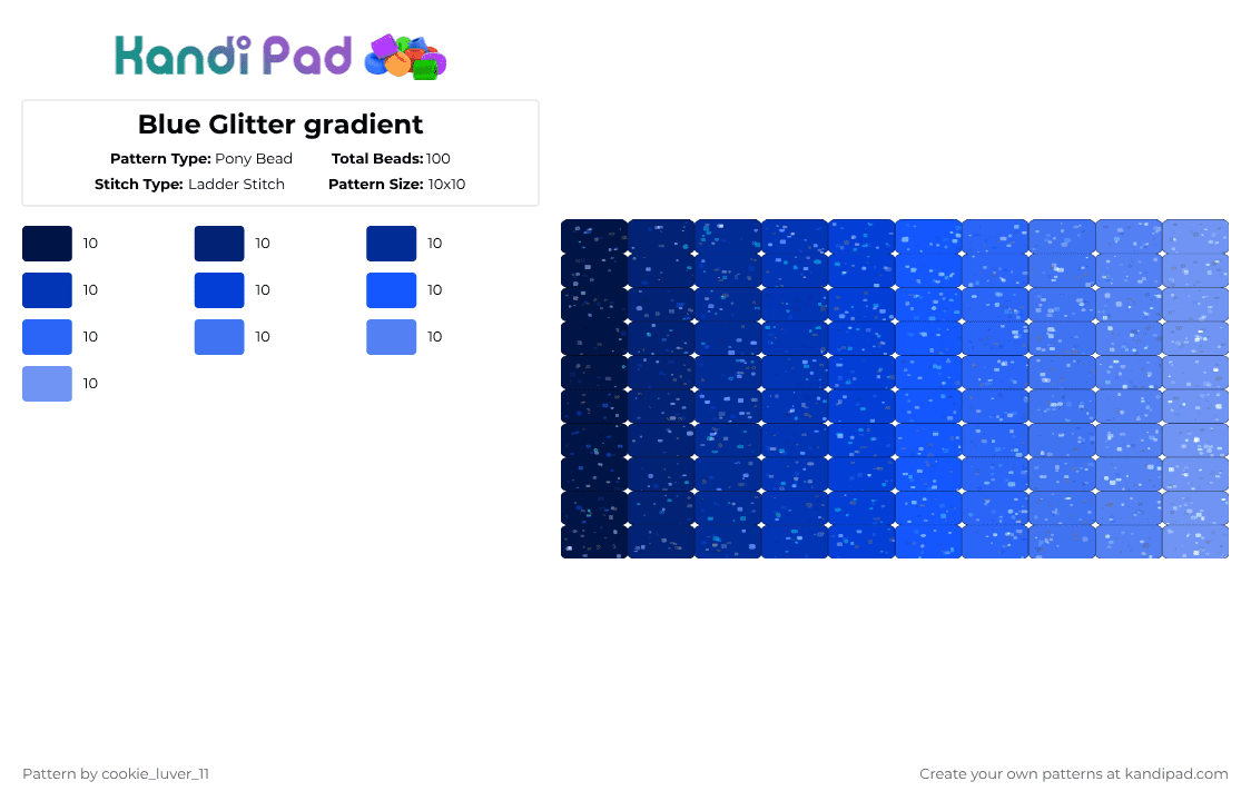 Blue Glitter gradient - Pony Bead Pattern by cookie_luver_11 on Kandi Pad - purple,blue