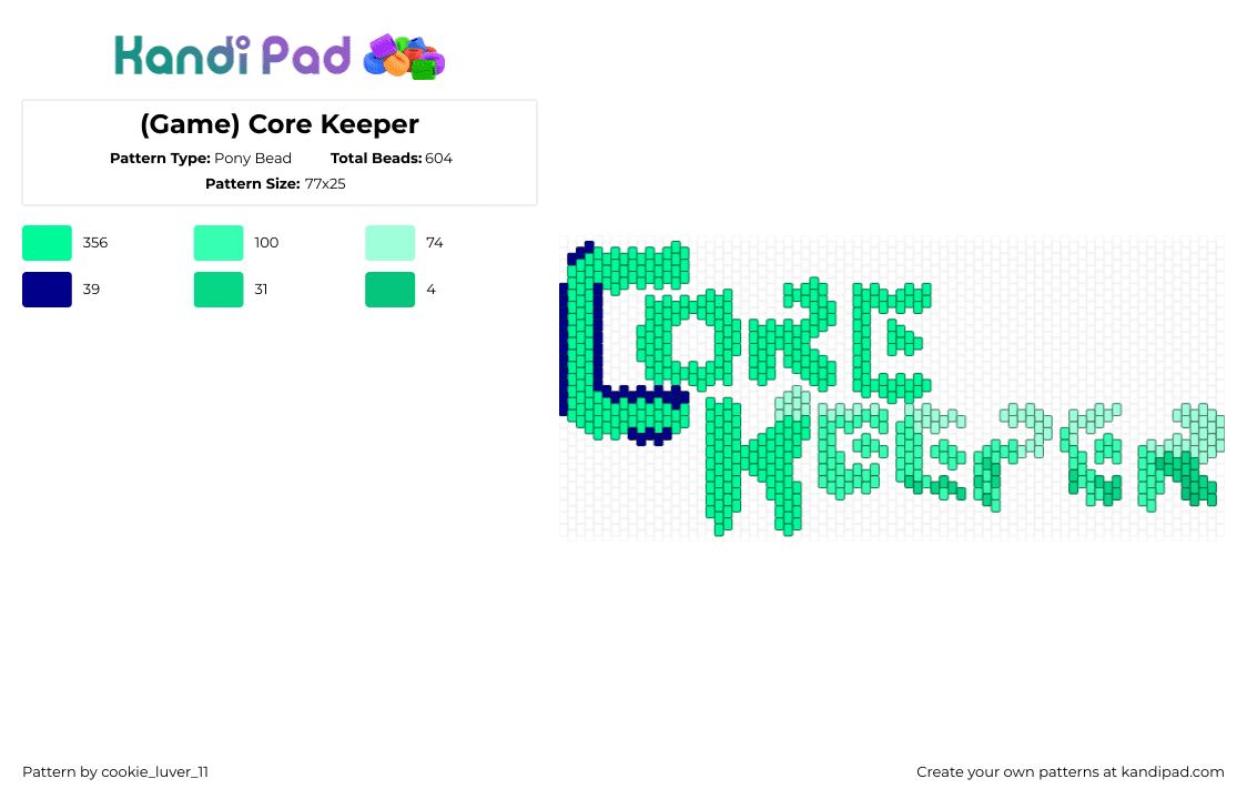 (Game) Core Keeper - Pony Bead Pattern by cookie_luver_11 on Kandi Pad - teal,corekeeperrrrrrr,fyp,games