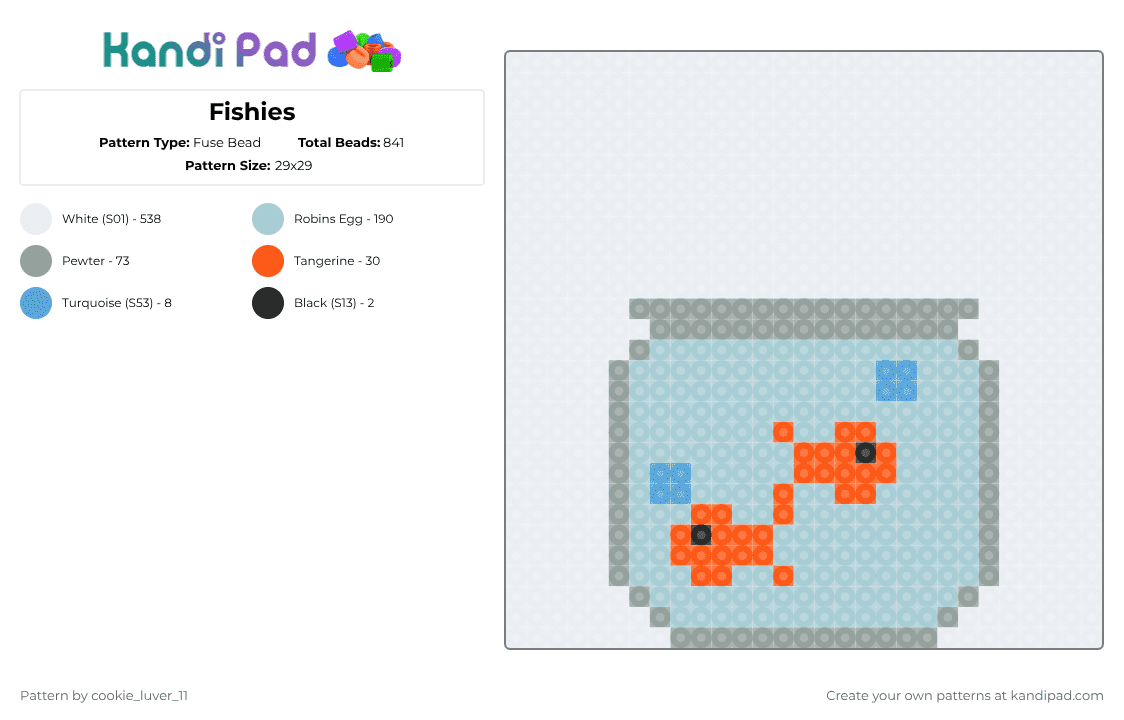 Fishies - Fuse Bead Pattern by cookie_luver_11 on Kandi Pad - pets