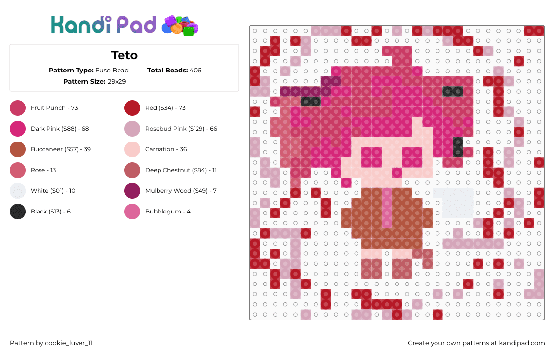 Teto - Fuse Bead Pattern by cookie_luver_11 on Kandi Pad - teto,followcursedbee,followmeee,fyp,ideas,flute,10000veiws pls,100folowerspls