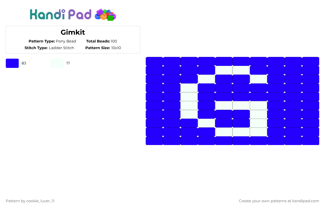 Gimkit - Pony Bead Pattern by cookie_luver_11 on Kandi Pad - purple