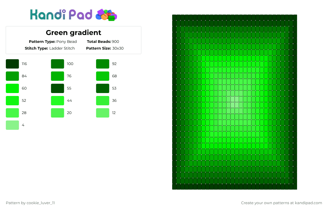 Gradient Padding Green gradient Pony Bead Pattern - Kandi Pad | Kandi Patterns, Fuse ...