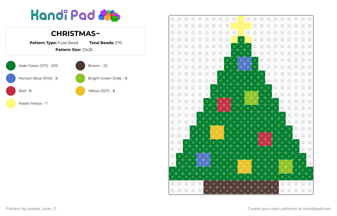 CHRISTMAS~ - Fuse Bead Pattern by cookie_luver_11 on Kandi Pad - cotdchristmas2025, green