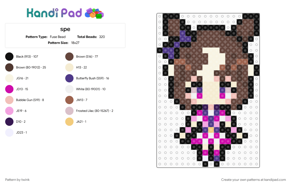 Special Week - Umamusume - Fuse Bead Pattern by twink on Kandi Pad - brown, girl, horse, pony, purple, special week, sprite, umamusume