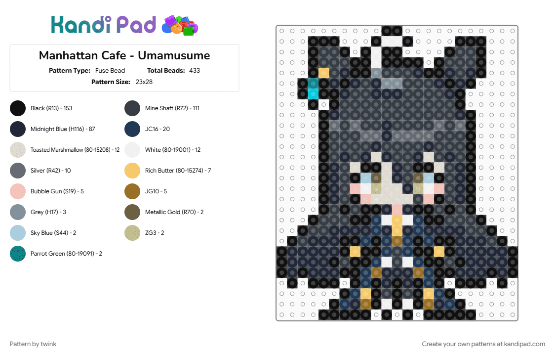 Manhattan Cafe - Umamusume - Fuse Bead Pattern by twink on Kandi Pad - 