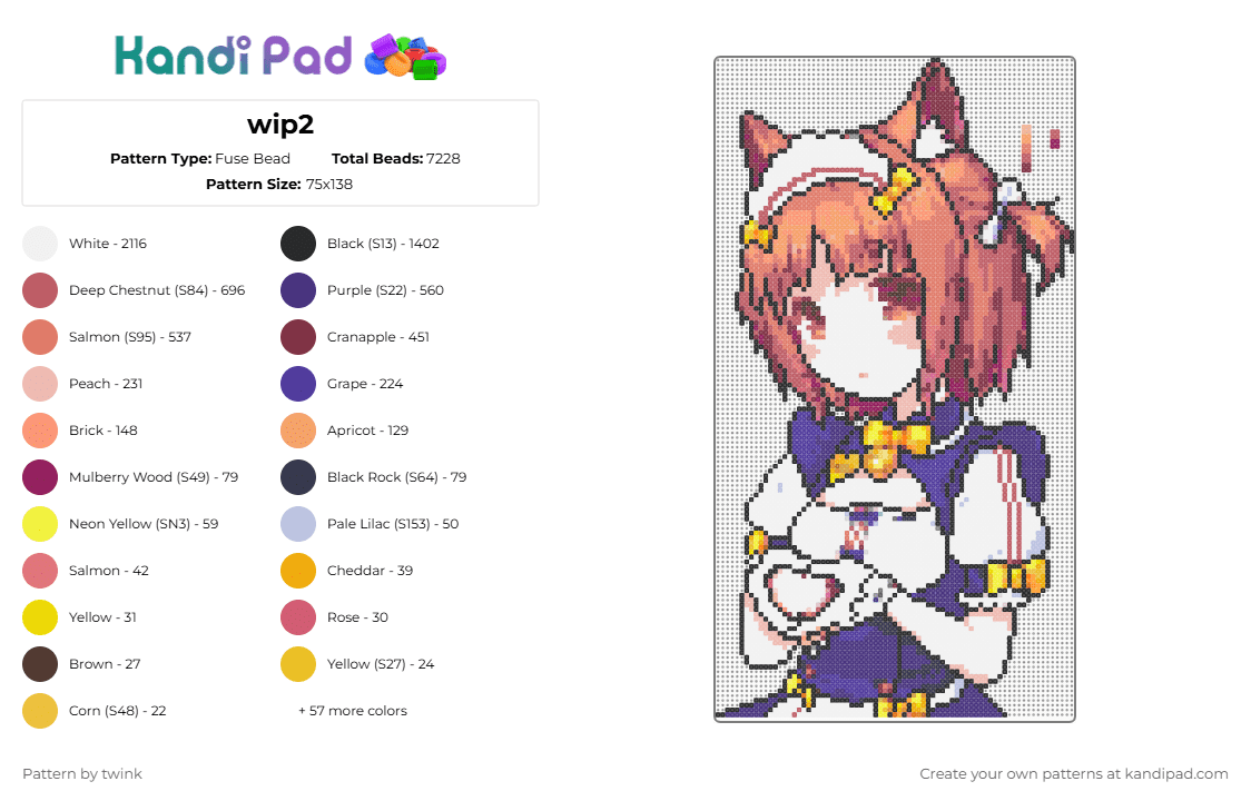 wip2 - Fuse Bead Pattern by twink on Kandi Pad - white,red,orange,beige,colorful