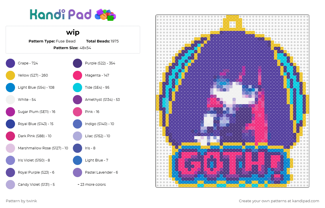 wip - Fuse Bead Pattern by twink on Kandi Pad - purple
