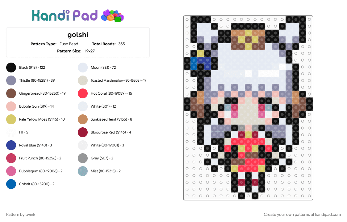 Gold Ship - Umamusume - Fuse Bead Pattern by twink on Kandi Pad - beige, colorful, girl, goldship, gray, horse, pony, red, sprite, tan, umamusume, white