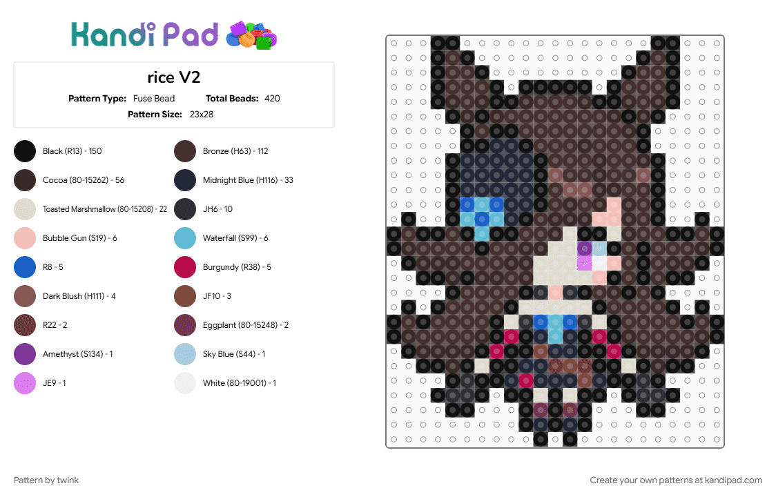 Rice Shower - Umamusume - Fuse Bead Pattern by twink on Kandi Pad - black, blue, brown, girl, horse, pony, rice shower, sprite, umamusume