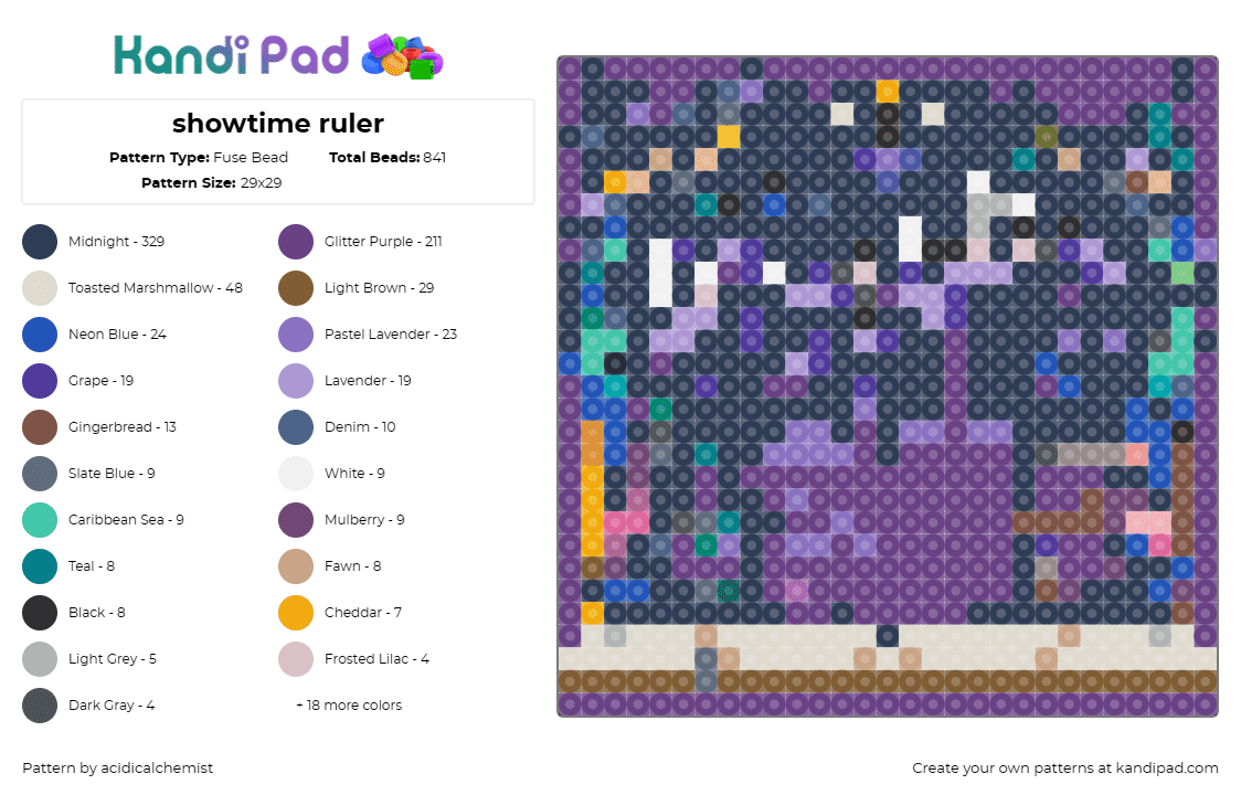 showtime ruler - Fuse Bead Pattern by acidicalchemist on Kandi Pad - music