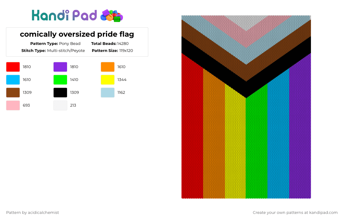 comically oversized pride flag - Pony Bead Pattern by acidicalchemist on Kandi Pad - light blue,red,purple
