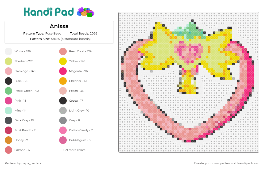 Anissa - Fuse Bead Pattern by papa_perlers on Kandi Pad - 