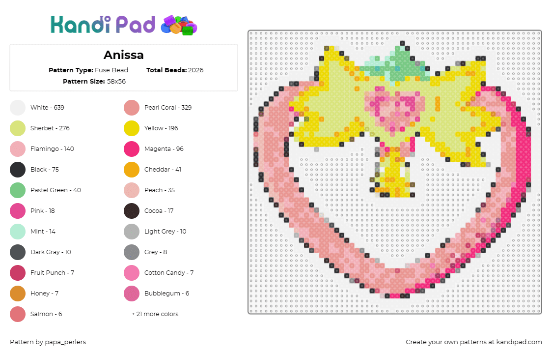 Anissa - Fuse Bead Pattern by papa_perlers on Kandi Pad - 