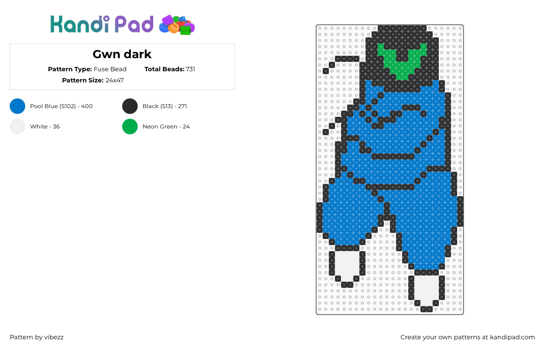 Gwn dark - Fuse Bead Pattern by vibezz on Kandi Pad - blue