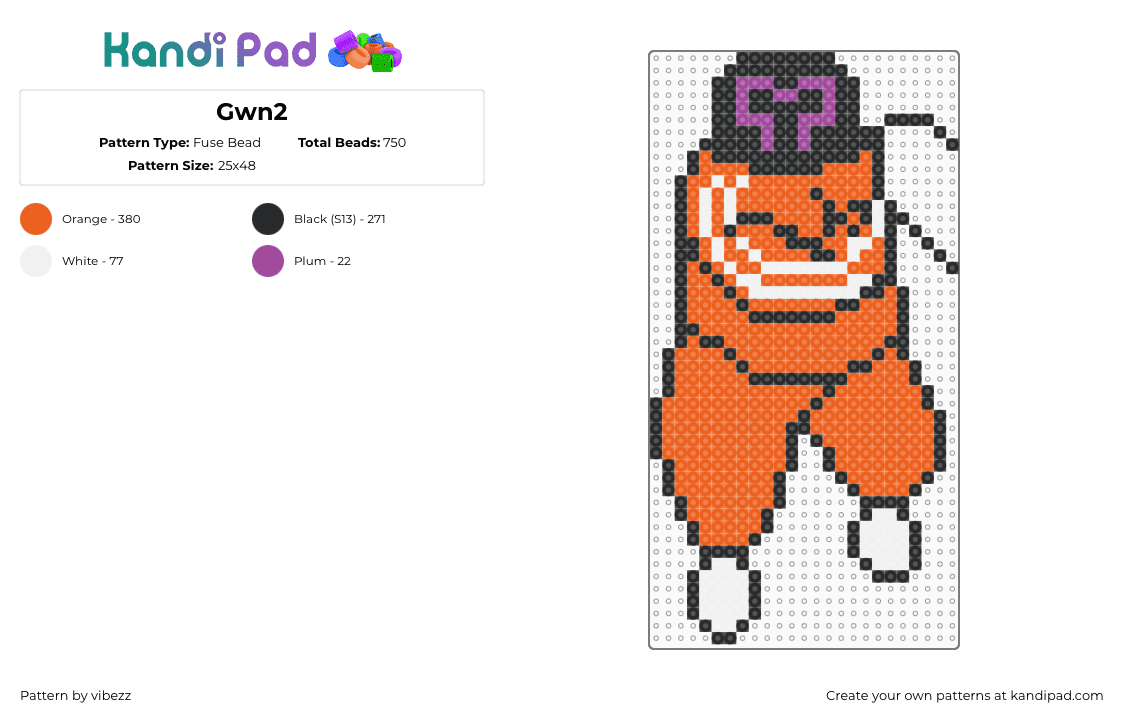 Gwn2 - Fuse Bead Pattern by vibezz on Kandi Pad - orange